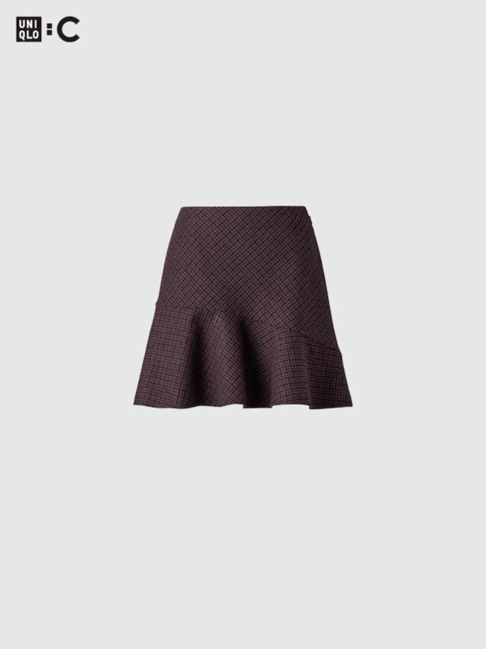 UNIQLO flare skort wool blend in dark brown checked (XS)